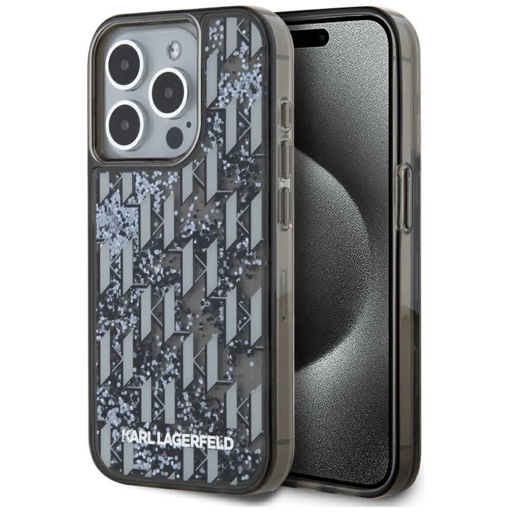 iTok webáruház - Karl Lagerfeld Karl Lagerfeld Liquide Glitter Monogram Gradient tok iPhone 15 Pro készülékhez (fekete) 1 Karl Lagerfeld Liquide Glitter Monogram Gradient iPhone 15 Pro Case (fekete)