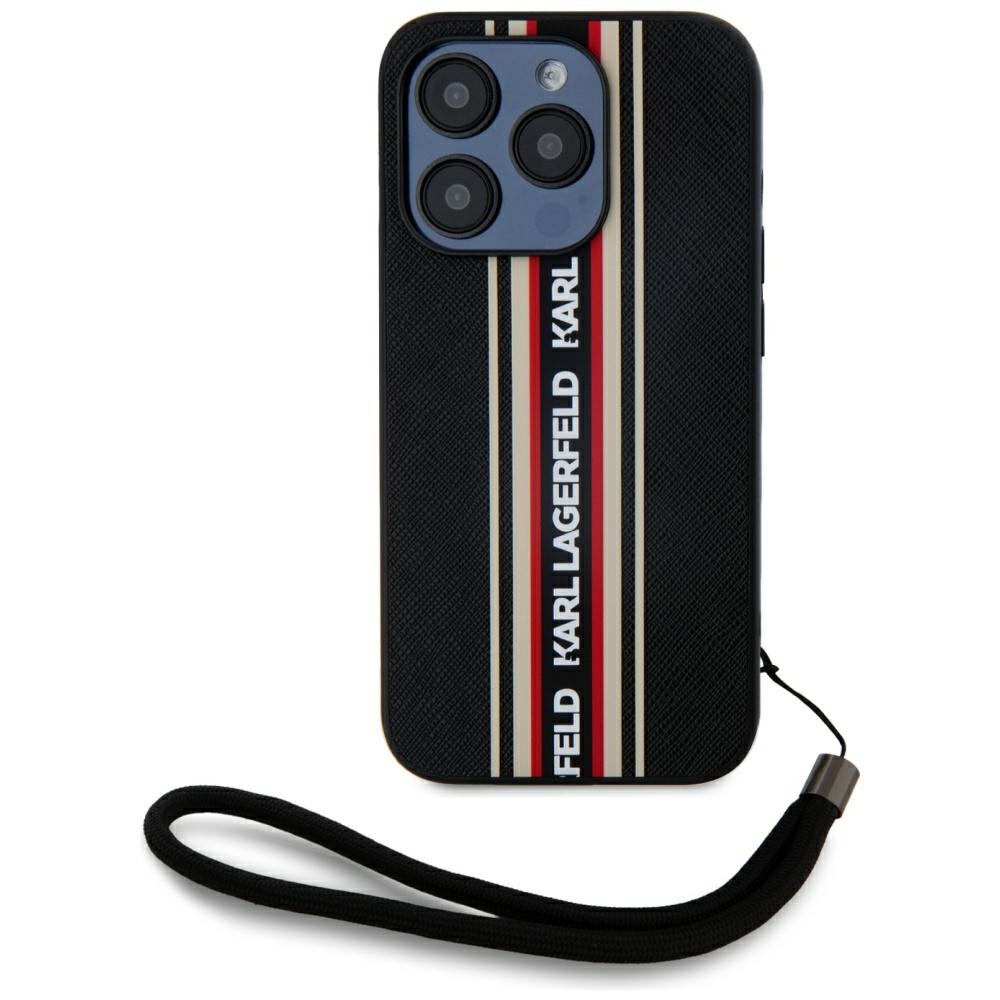 iTok webáruház - Karl Lagerfeld Karl Lagerfeld Saffiano Athleisure Stripes Cord tok iPhone 15 Pro készülékhez (piros) 1 Karl Lagerfeld Saffiano Athleisure Stripes Cord iPhone 15 Pro Case (piros)