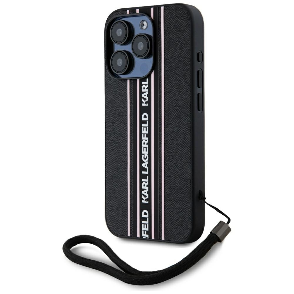 iTok webáruház - Karl Lagerfeld Karl Lagerfeld Saffiano Athleisure Stripes Cord tok iPhone 15 Pro készülékhez (rózsaszín) 2 Karl Lagerfeld Saffiano Athleisure Stripes Cord iPhone 15 Pro Case (rózsaszín)