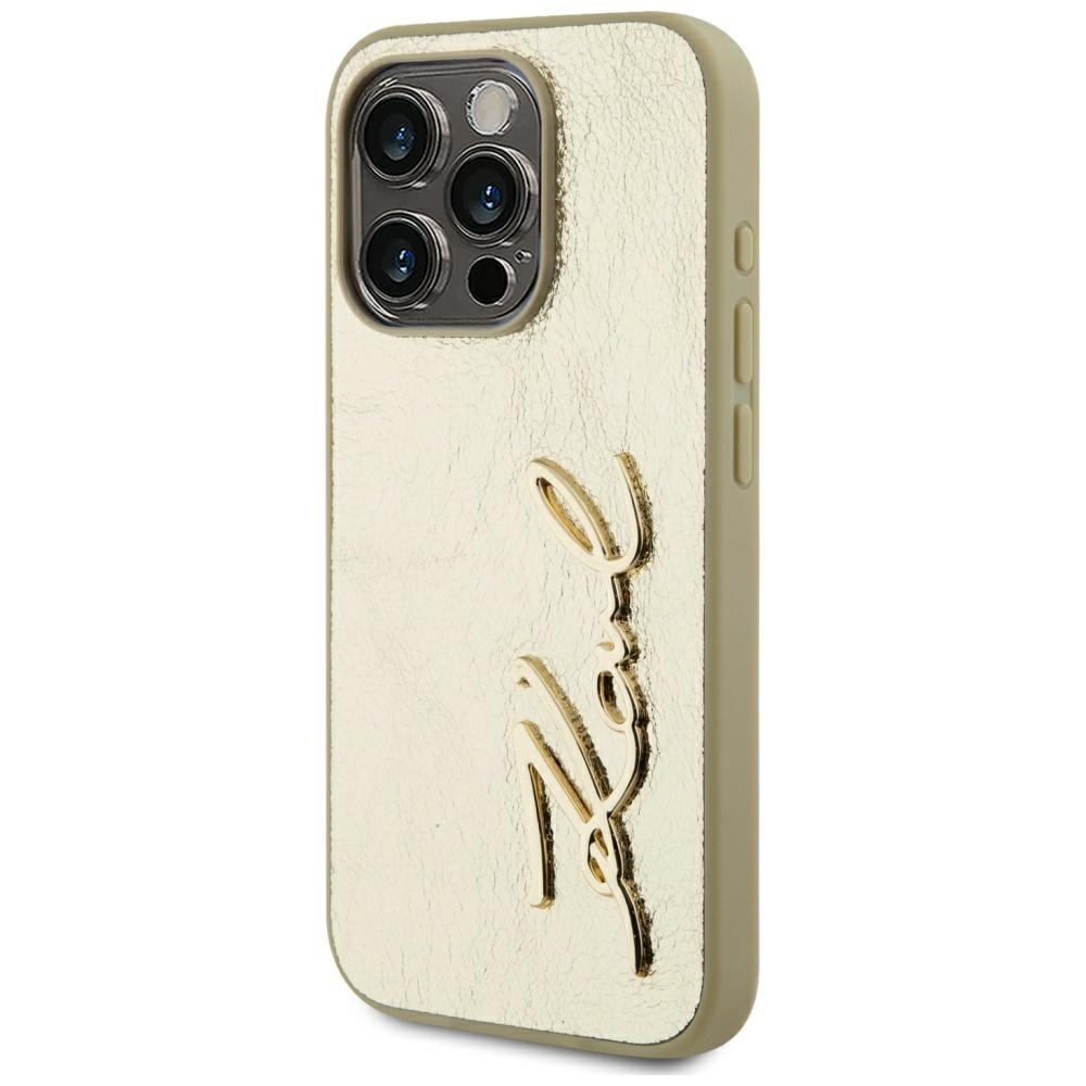 iTok webáruház - Karl Lagerfeld Karl Lagerfeld Wrinkled Metal Signature tok iPhone 15 Pro készülékhez (arany) 2 Karl Lagerfeld Wrinkled Metal Signature iPhone 15 Pro Case (arany)