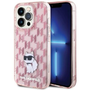 Karl Lagerfeld Monogram Choupette tok iPhone 15 Pro Max készülékhez (rózsaszín)