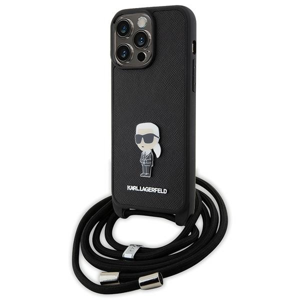 iTok webáruház - Karl Lagerfeld Karl Lagerfeld Crossbody Saffiano Monogram Metal Pin Karl & Choupette tok iPhone 15 Pro Max készülékhez (fekete) 1 Karl Lagerfeld Crossbody Saffiano Monogram Metal Pin Karl & Choupette Case for iPhone 15 Pro Max (fekete)