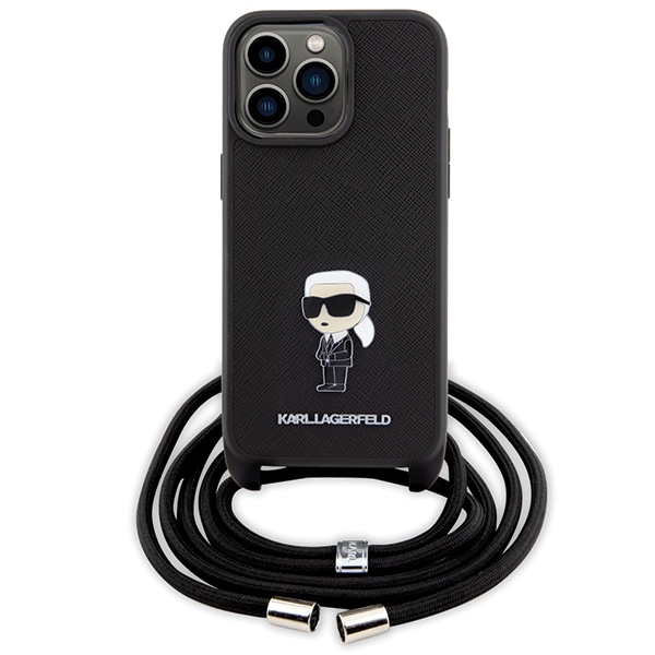 iTok webáruház - Karl Lagerfeld Karl Lagerfeld Crossbody Saffiano Monogram Metal Pin Karl & Choupette tok iPhone 15 Pro Max készülékhez (fekete) 2 Karl Lagerfeld Crossbody Saffiano Monogram Metal Pin Karl & Choupette Case for iPhone 15 Pro Max (fekete)