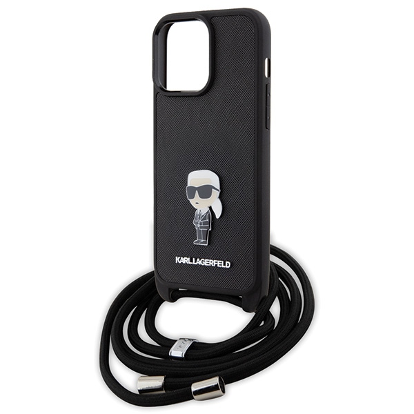 iTok webáruház - Karl Lagerfeld Karl Lagerfeld Crossbody Saffiano Monogram Metal Pin Karl & Choupette tok iPhone 15 Pro Max készülékhez (fekete) 5 Karl Lagerfeld Crossbody Saffiano Monogram Metal Pin Karl & Choupette Case for iPhone 15 Pro Max (fekete)