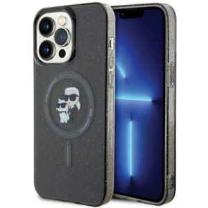 Karl Lagerfeld Karl&Choupette Glitter MagSafe tok iPhone 15 Pro Max készülékhez (fekete)