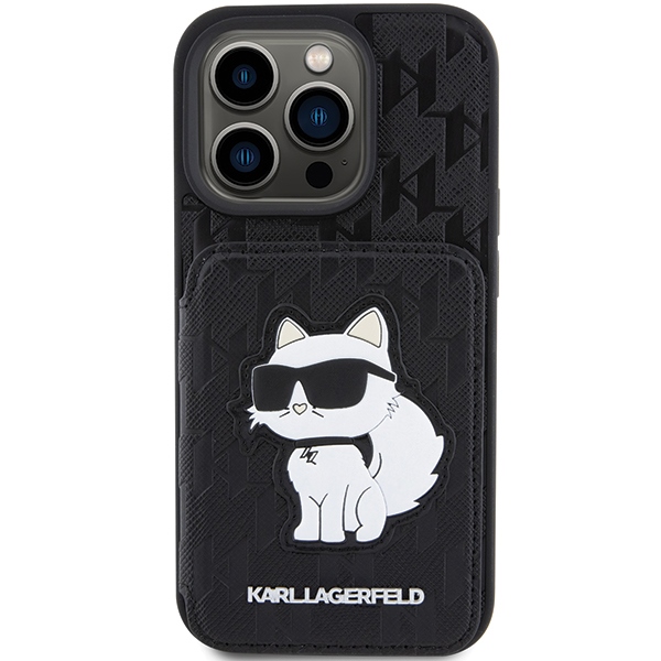 iTok webáruház - Karl Lagerfeld Karl Lagerfeld Saffiano Monogram Choupette kártyatartós és állványos tok iPhone 15 Pro Max készülékhez (fekete) 3 Karl Lagerfeld Saffiano Cardslots and Stand Monogram Choupette Case for iPhone 15 Pro Max (fekete)