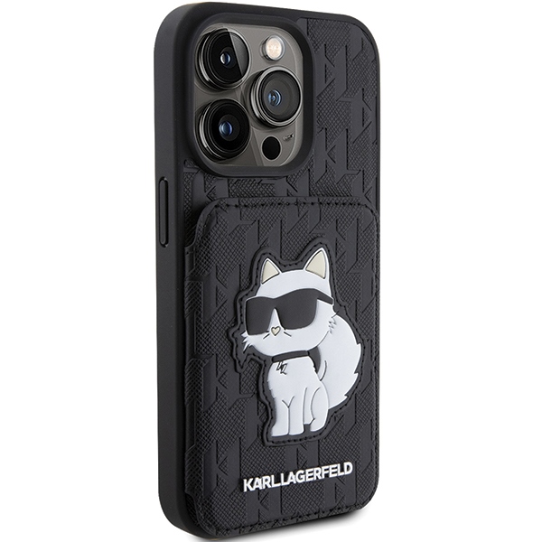 iTok webáruház - Karl Lagerfeld Karl Lagerfeld Saffiano Monogram Choupette kártyatartós és állványos tok iPhone 15 Pro Max készülékhez (fekete) 4 Karl Lagerfeld Saffiano Cardslots and Stand Monogram Choupette Case for iPhone 15 Pro Max (fekete)