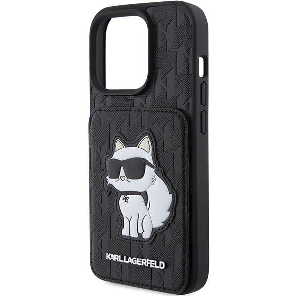 iTok webáruház - Karl Lagerfeld Karl Lagerfeld Saffiano Monogram Choupette kártyatartós és állványos tok iPhone 15 Pro Max készülékhez (fekete) 6 Karl Lagerfeld Saffiano Cardslots and Stand Monogram Choupette Case for iPhone 15 Pro Max (fekete)