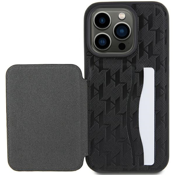 iTok webáruház - Karl Lagerfeld Karl Lagerfeld Saffiano Monogram Choupette kártyatartós és állványos tok iPhone 15 Pro Max készülékhez (fekete) 8 Karl Lagerfeld Saffiano Cardslots and Stand Monogram Choupette Case for iPhone 15 Pro Max (fekete)