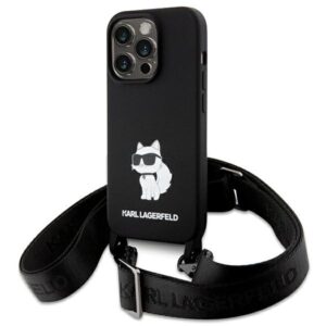 Karl Lagerfeld KLHCP15XSCBSCNK Crossbody Silicone Choupette tok iPhone 15 Pro Max 6,7 hüvelykhez – fekete