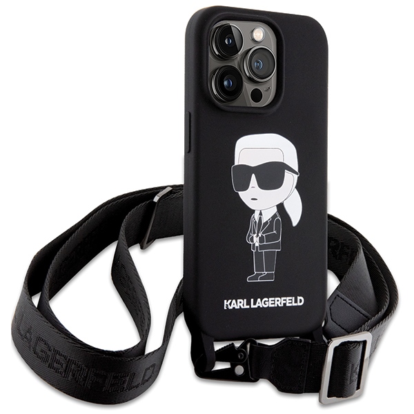 iTok webáruház - Karl Lagerfeld Karl Lagerfeld KLHCP15XSCBSKNK Crossbody Silicone Ikonik tok iPhone 15 Pro Max készülékhez, fekete 3 Karl Lagerfeld KLHCP15XSCBSKNK iPhone 15 Pro Max 6.7" hardcase black/black Crossbody Silicone Ikonik