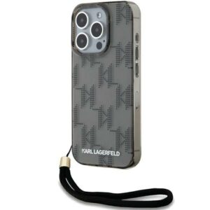 Karl Lagerfeld IML Mono KL Pattern & Cord tok iPhone 15 Pro Max készülékhez (fekete)