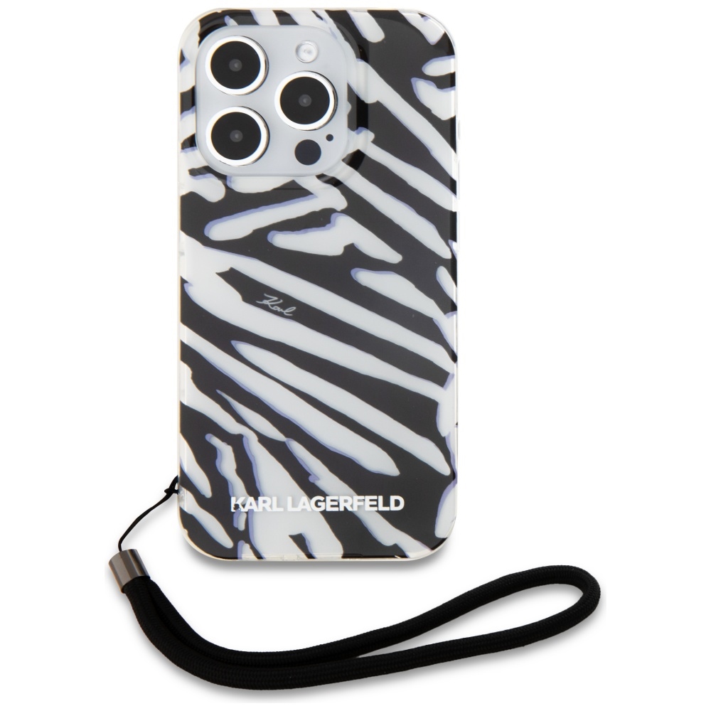 iTok webáruház - Karl Lagerfeld Karl Lagerfeld IML Zebra Pattern & Cord tok iPhone 15 Pro Max készülékhez (fekete) 2 Karl Lagerfeld IML Zebra Pattern & Cord case for iPhone 15 Pro Max (fekete)