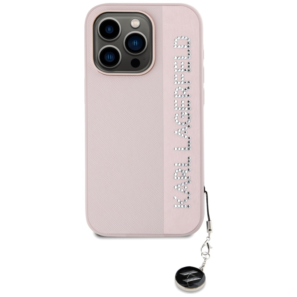 iTok webáruház - Karl Lagerfeld Karl Lagerfeld Saffiano Rhinestones & Charm tok iPhone 15 Pro Max készülékhez (rózsaszín) 3 Karl Lagerfeld Saffiano Rhinestones & Charm case for iPhone 15 Pro Max (rózsaszín)