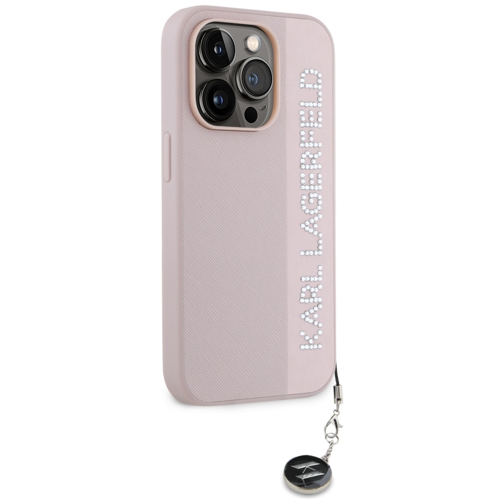 iTok webáruház - Karl Lagerfeld Karl Lagerfeld Saffiano Rhinestones & Charm tok iPhone 15 Pro Max készülékhez (rózsaszín) 4 Karl Lagerfeld Saffiano Rhinestones & Charm case for iPhone 15 Pro Max (rózsaszín)