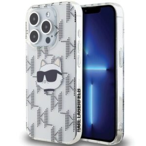 Karl Lagerfeld IML Choupette Head & Monogram tok iPhone 15 Pro Max készülékhez (átlátszó)