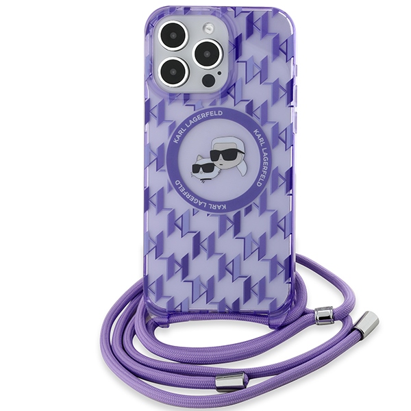 iTok webáruház - Karl Lagerfeld Karl Lagerfeld IML Crossbody Monogram Karl & Choupette Head MagSafe tok iPhone 15 Pro Max készülékhez (lila) 2 Karl Lagerfeld IML Crossbody Monogram Karl & Choupette Head MagSafe Case for iPhone 15 Pro Max (lila)