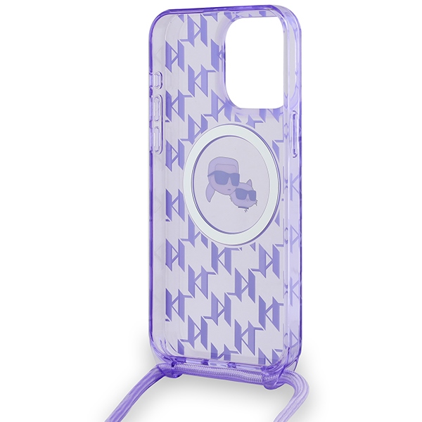 iTok webáruház - Karl Lagerfeld Karl Lagerfeld IML Crossbody Monogram Karl & Choupette Head MagSafe tok iPhone 15 Pro Max készülékhez (lila) 6 Karl Lagerfeld IML Crossbody Monogram Karl & Choupette Head MagSafe Case for iPhone 15 Pro Max (lila)