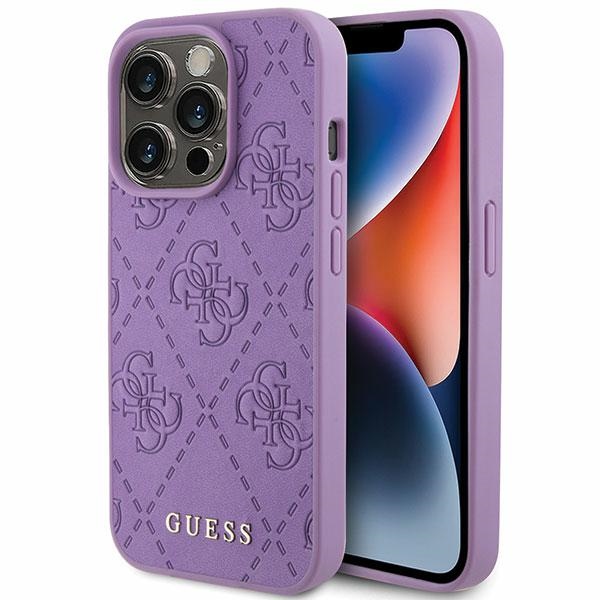iTok webáruház - Guess Guess Leather 4G Stamped tok iPhone 15 Pro Max készülékhez (lila) 1 Guess Leather 4G Stamped case for iPhone 15 Pro Max (lila)