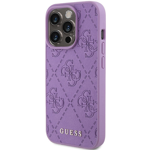 iTok webáruház - Guess Guess Leather 4G Stamped tok iPhone 15 Pro Max készülékhez (lila) 2 Guess Leather 4G Stamped case for iPhone 15 Pro Max (lila)