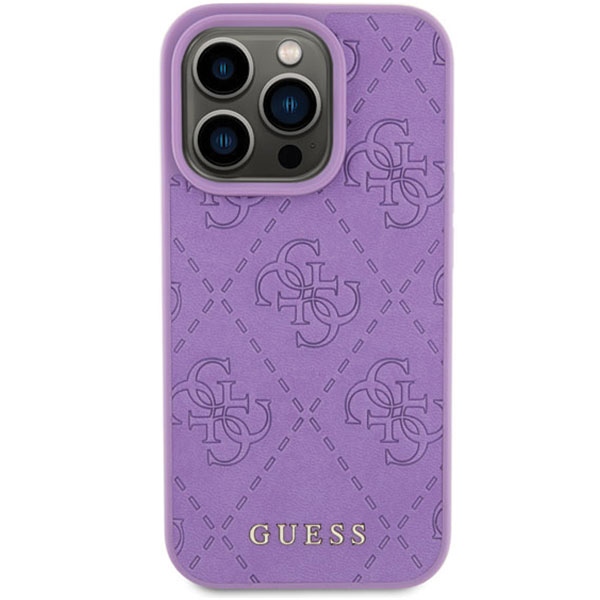 iTok webáruház - Guess Guess Leather 4G Stamped tok iPhone 15 Pro Max készülékhez (lila) 3 Guess Leather 4G Stamped case for iPhone 15 Pro Max (lila)