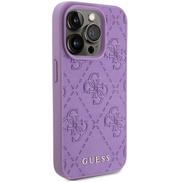 iTok webáruház - Guess Guess Leather 4G Stamped tok iPhone 15 Pro Max készülékhez (lila) 4 Guess Leather 4G Stamped case for iPhone 15 Pro Max (lila)