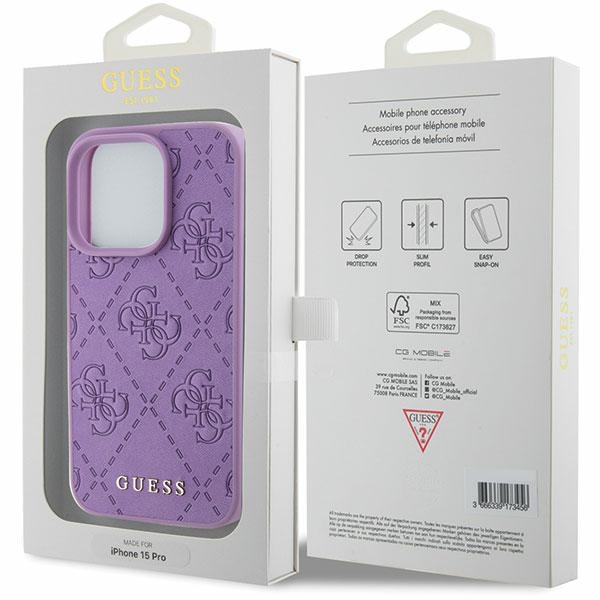 iTok webáruház - Guess Guess Leather 4G Stamped tok iPhone 15 Pro Max készülékhez (lila) 8 Guess Leather 4G Stamped case for iPhone 15 Pro Max (lila)