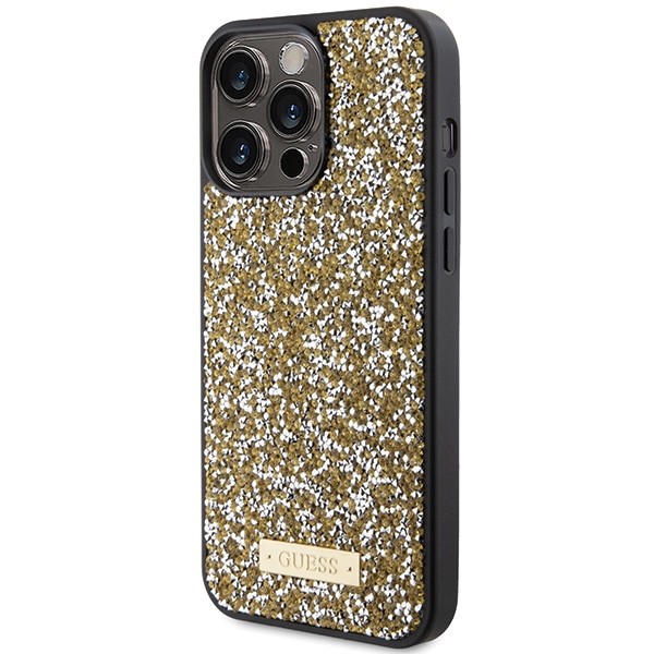 iTok webáruház - Guess Guess Rhinestone Metal Logo tok iPhone 15 Pro Max készülékhez (sárga) 2 Guess Rhinestone Metal Logo case for iPhone 15 Pro Max (sárga)