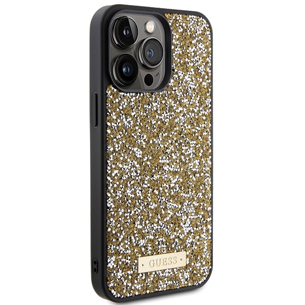 iTok webáruház - Guess Guess Rhinestone Metal Logo tok iPhone 15 Pro Max készülékhez (sárga) 4 Guess Rhinestone Metal Logo case for iPhone 15 Pro Max (sárga)