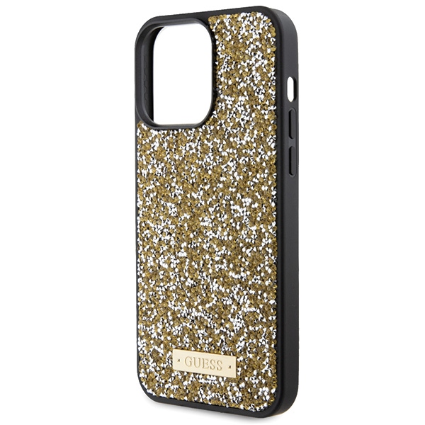 iTok webáruház - Guess Guess Rhinestone Metal Logo tok iPhone 15 Pro Max készülékhez (sárga) 6 Guess Rhinestone Metal Logo case for iPhone 15 Pro Max (sárga)