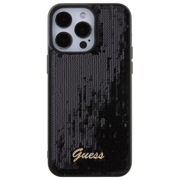 iTok webáruház - Guess Guess Sequin Script Metal tok iPhone 15 Pro Max készülékhez (fekete) 3 Guess Sequin Script Metal case for iPhone 15 Pro Max (fekete)