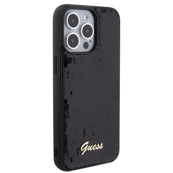 iTok webáruház - Guess Guess Sequin Script Metal tok iPhone 15 Pro Max készülékhez (fekete) 4 Guess Sequin Script Metal case for iPhone 15 Pro Max (fekete)
