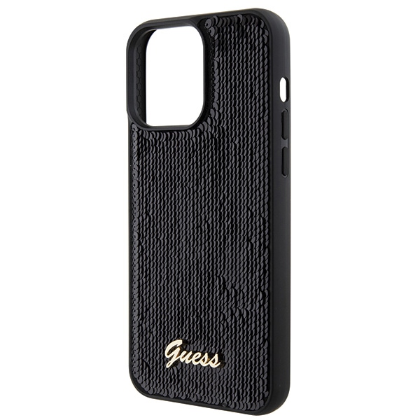 iTok webáruház - Guess Guess Sequin Script Metal tok iPhone 15 Pro Max készülékhez (fekete) 6 Guess Sequin Script Metal case for iPhone 15 Pro Max (fekete)