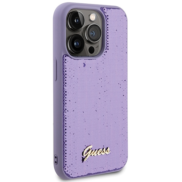 iTok webáruház - Guess Guess Sequin Script Metal tok iPhone 15 Pro Max készülékhez (lila) 4 Guess Sequin Script Metal case for iPhone 15 Pro Max (lila)