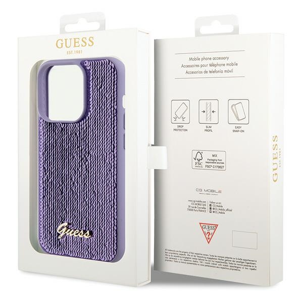 iTok webáruház - Guess Guess Sequin Script Metal tok iPhone 15 Pro Max készülékhez (lila) 8 Guess Sequin Script Metal case for iPhone 15 Pro Max (lila)