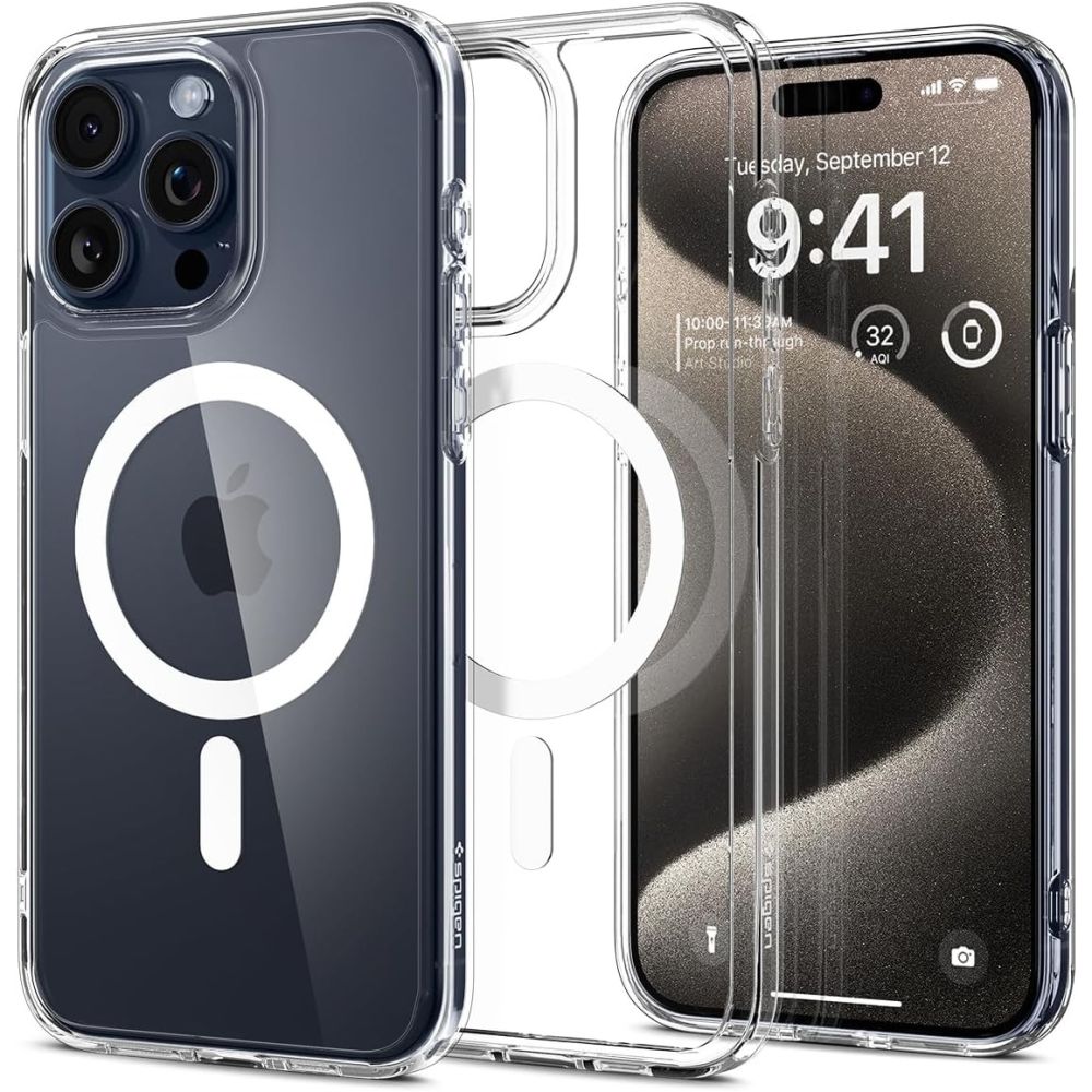 iTok webáruház - Spigen Spigen Ultra Hybrid Mag tok MagSafe-fel iPhone 15 Pro Max készülékhez (fehér) 1 Spigen Ultra Hybrid Mag Case with MagSafe for iPhone 15 Pro Max (fehér)