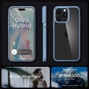 Spigen Crystal Hybrid tok iPhone 15 Pro Max készülékhez (áttetsző kék)