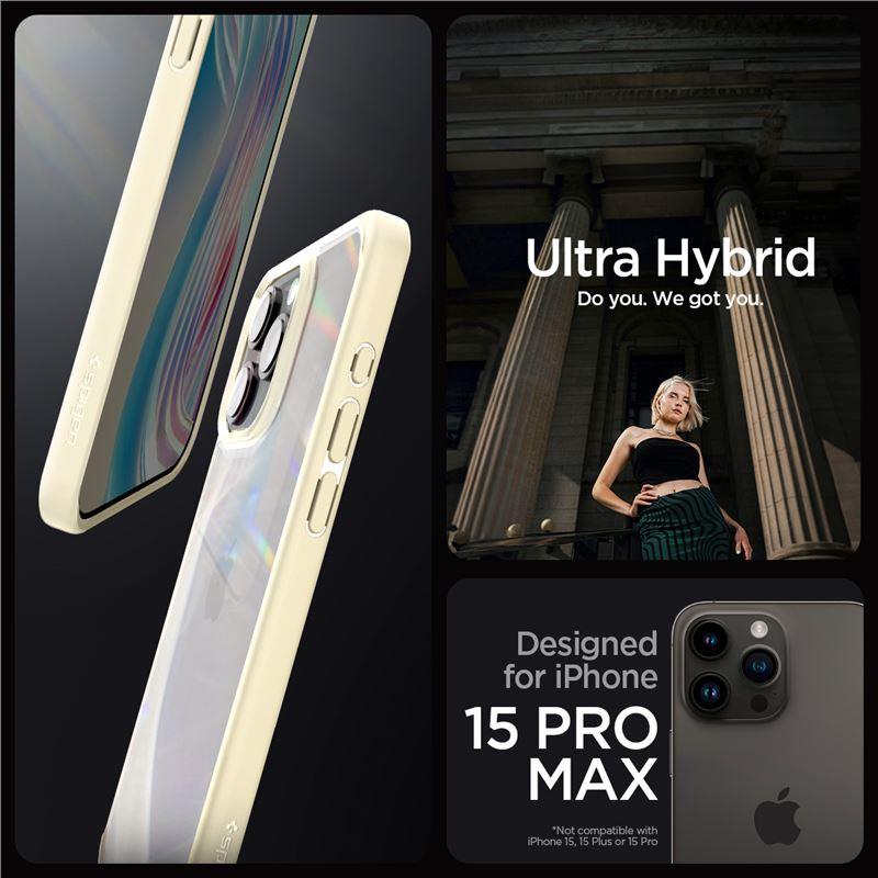 iTok webáruház - Spigen Spigen Crystal Hybrid tok iPhone 15 Pro Max készülékhez (világos bézs) 1 Spigen Crystal Hybrid Case for iPhone 15 Pro Max (világos bézs)