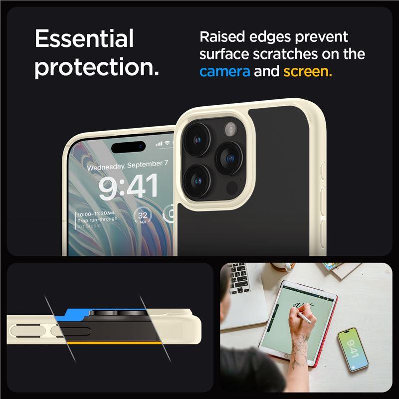 iTok webáruház - Spigen Spigen Crystal Hybrid tok iPhone 15 Pro Max készülékhez (világos bézs) 4 Spigen Crystal Hybrid Case for iPhone 15 Pro Max (világos bézs)