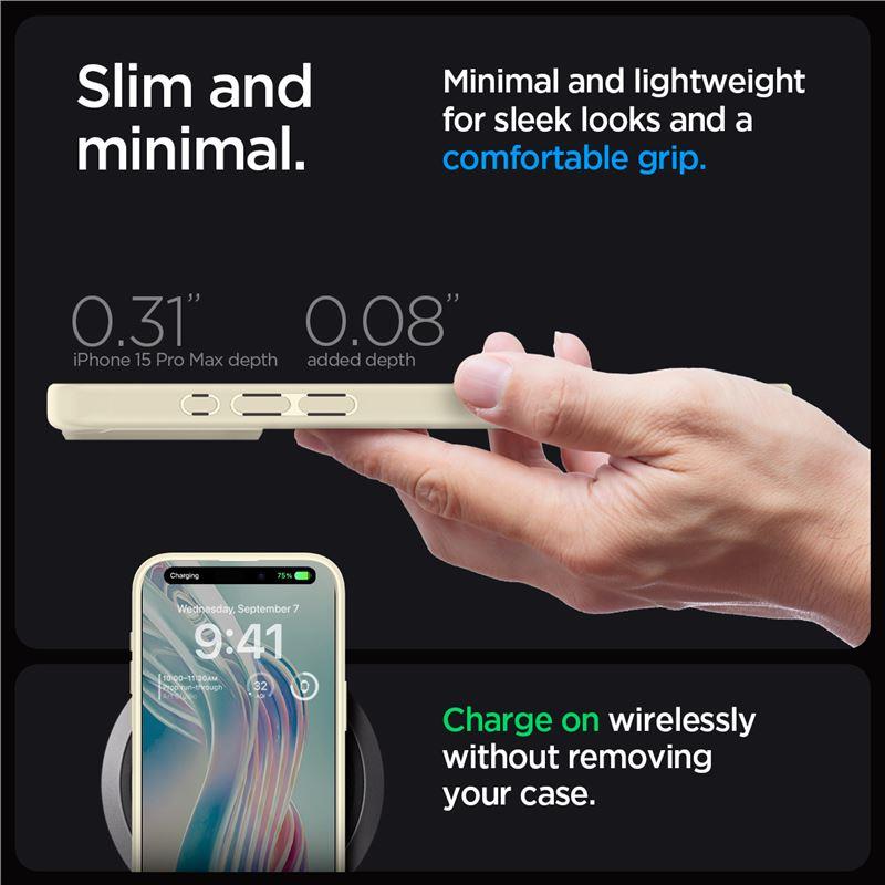 iTok webáruház - Spigen Spigen Crystal Hybrid tok iPhone 15 Pro Max készülékhez (világos bézs) 5 Spigen Crystal Hybrid Case for iPhone 15 Pro Max (világos bézs)