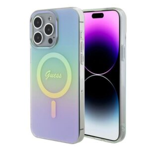 Guess GUHMP15XHITSQ iPhone 15 Pro Max türkiz kemény tok, IML Iridescent MagSafe