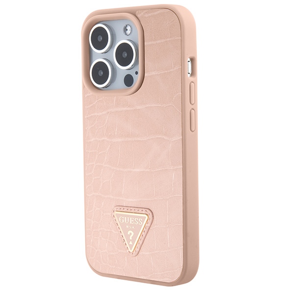 iTok webáruház - Guess Guess GUHCP15XPCRTHCP iPhone 15 Pro Max tok – rózsaszín 2 Guess GUHCP15XPCRTHCP iPhone 15 Pro Max pink/pink hardcase Croco Triangle Metal Logo