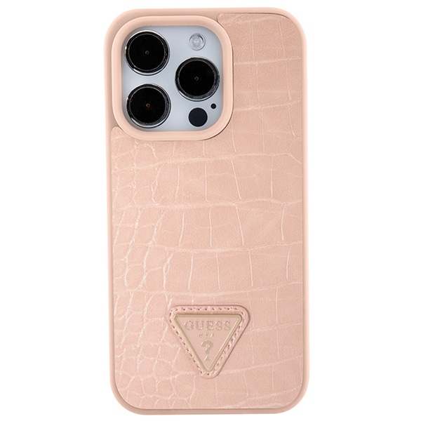 iTok webáruház - Guess Guess GUHCP15XPCRTHCP iPhone 15 Pro Max tok – rózsaszín 3 Guess GUHCP15XPCRTHCP iPhone 15 Pro Max pink/pink hardcase Croco Triangle Metal Logo