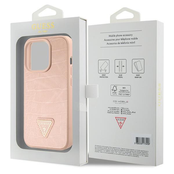 iTok webáruház - Guess Guess GUHCP15XPCRTHCP iPhone 15 Pro Max tok – rózsaszín 8 Guess GUHCP15XPCRTHCP iPhone 15 Pro Max pink/pink hardcase Croco Triangle Metal Logo