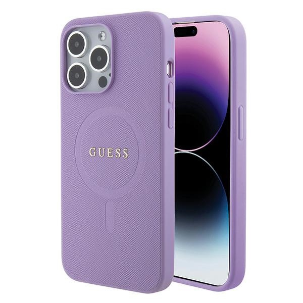 iTok webáruház - Guess Guess GUHMP15XPSAHMCU iPhone 15 Pro Max 6,7" lila Saffiano MagSafe tok 1 Guess GUHMP15XPSAHMCU iPhone 15 Pro Max 6.7" purple/purple hardcase Saffiano MagSafe