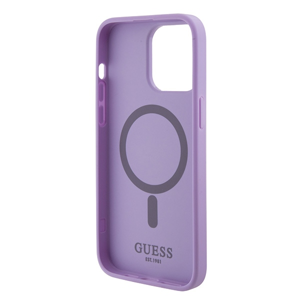 iTok webáruház - Guess Guess GUHMP15XPSAHMCU iPhone 15 Pro Max 6,7" lila Saffiano MagSafe tok 7 Guess GUHMP15XPSAHMCU iPhone 15 Pro Max 6.7" purple/purple hardcase Saffiano MagSafe