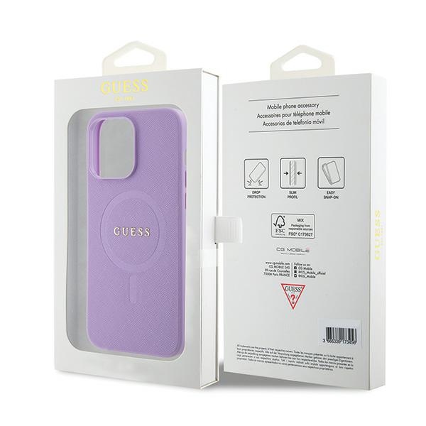 iTok webáruház - Guess Guess GUHMP15XPSAHMCU iPhone 15 Pro Max 6,7" lila Saffiano MagSafe tok 8 Guess GUHMP15XPSAHMCU iPhone 15 Pro Max 6.7" purple/purple hardcase Saffiano MagSafe