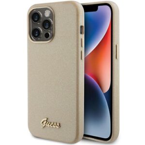 Guess Glitter Glossy Script tok iPhone 15 Pro Max készülékhez (arany)
