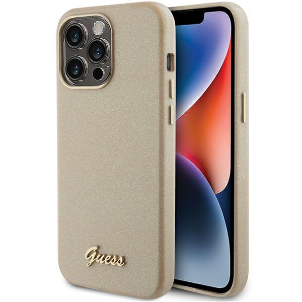 iTok webáruház - Guess Guess Glitter Glossy Script tok iPhone 15 Pro Max készülékhez (arany) 1 Guess Glitter Glossy Script case for iPhone 15 Pro Max (arany)