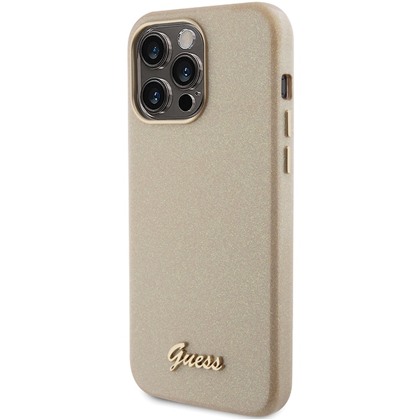 iTok webáruház - Guess Guess Glitter Glossy Script tok iPhone 15 Pro Max készülékhez (arany) 2 Guess Glitter Glossy Script case for iPhone 15 Pro Max (arany)